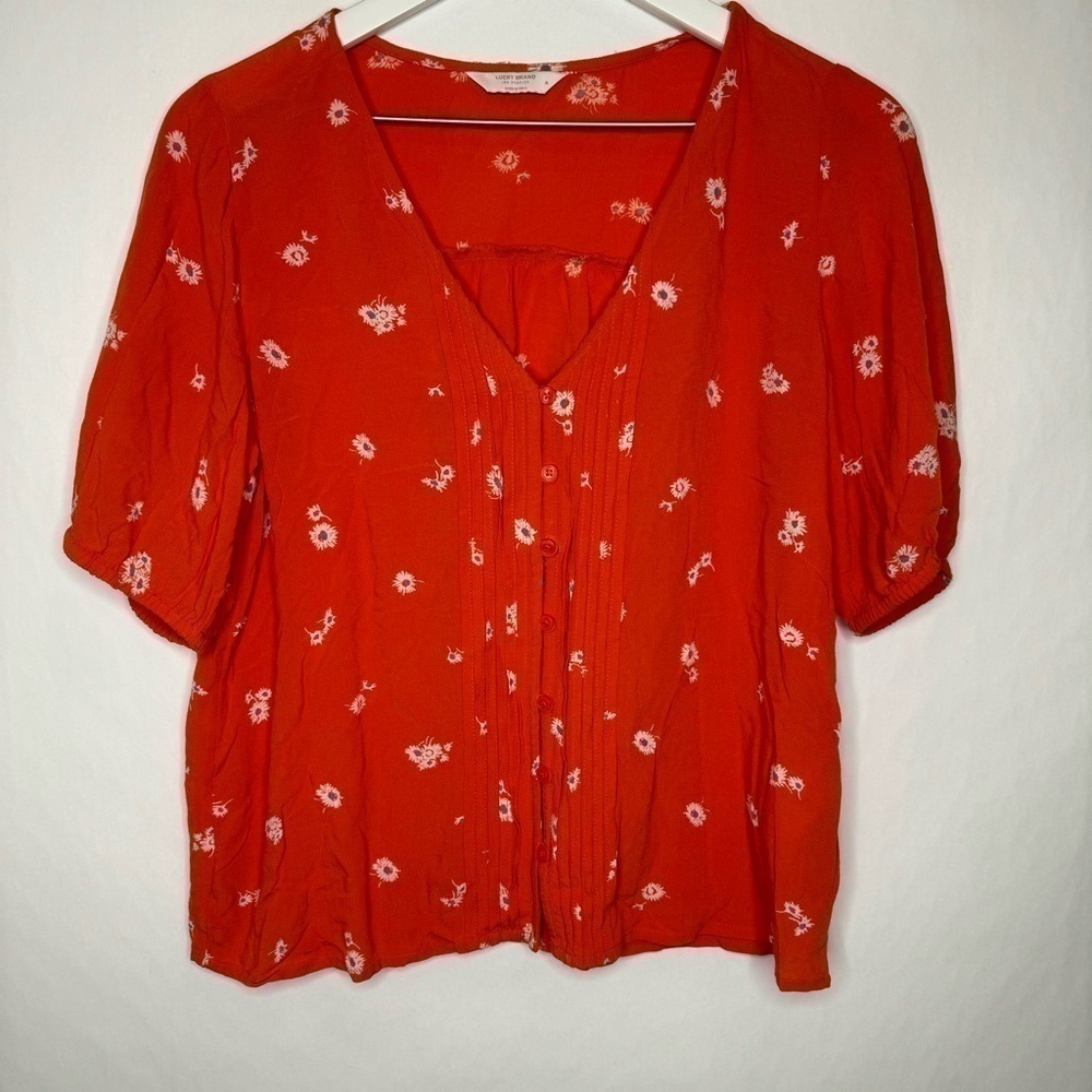 Lucky Brand Button Down Short Sleeve Blouse